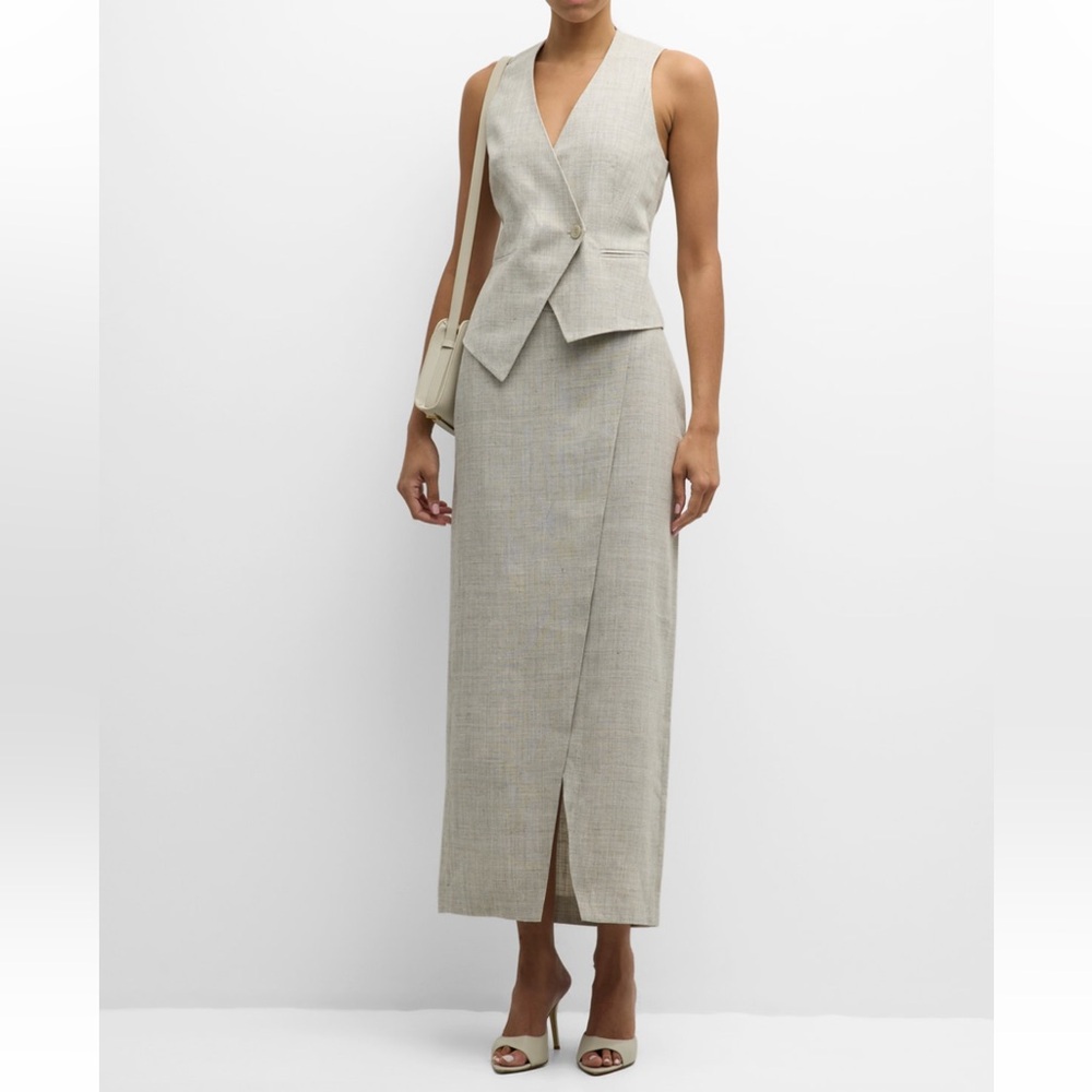 Rohe Overlap Maxi Skirt, 40, Stone Melange